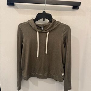 Vuori Olive Hoodie with Cream Drawstrings